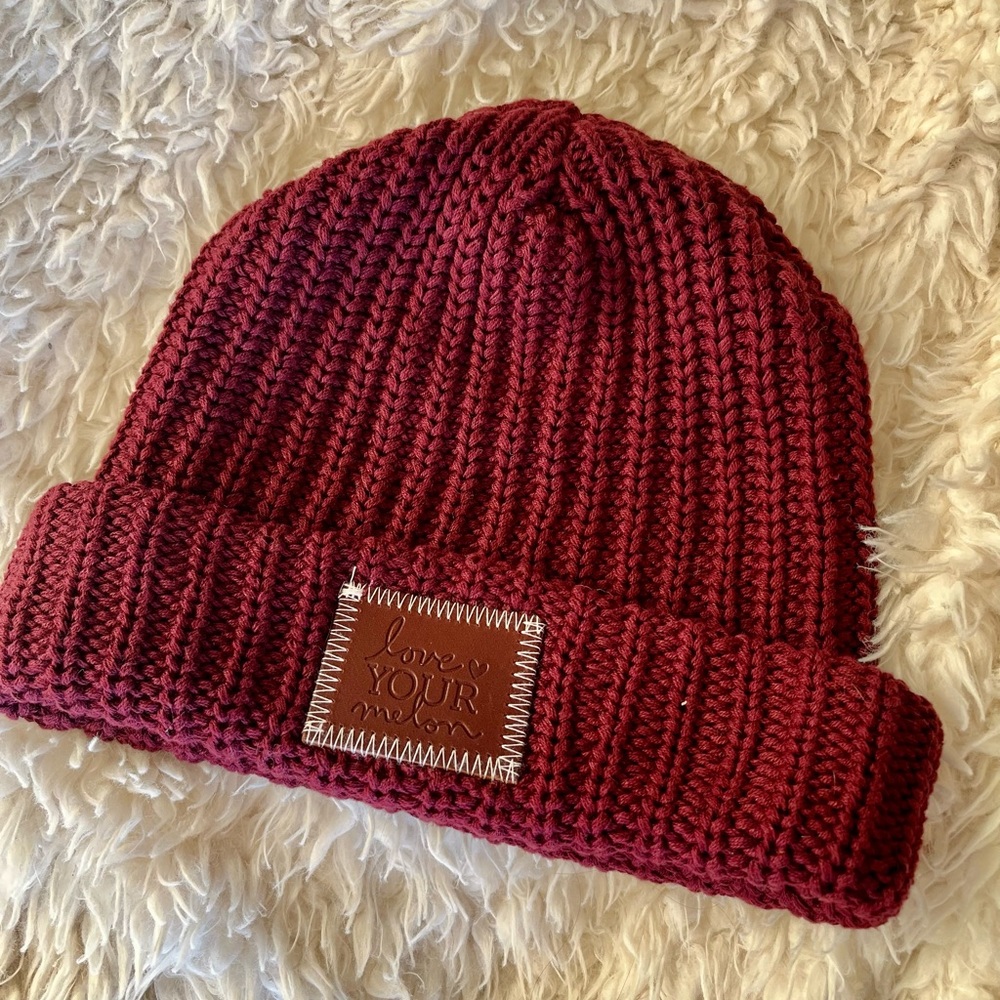 Love Your Melon Cuffed Hat in burgundy